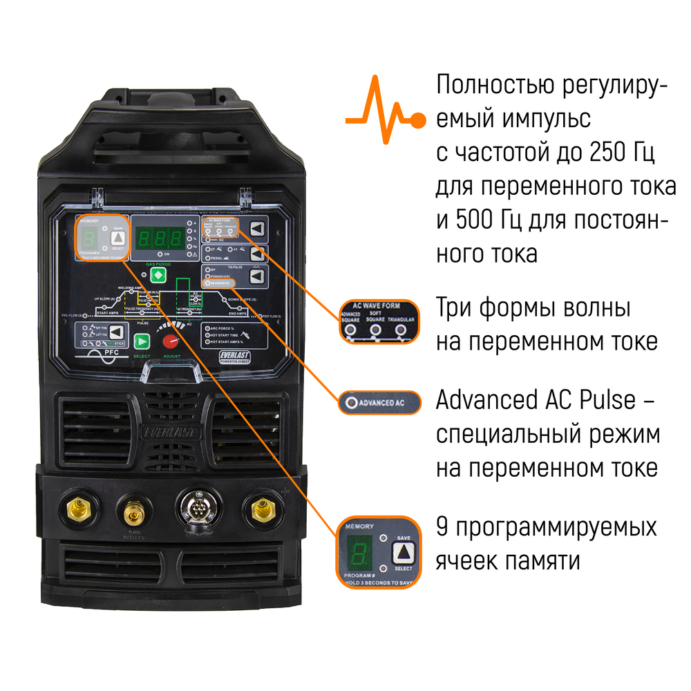 Установка аргонодуговой сварки PowerTig 325EXT 3ph 380V Everlast 3EV325EXT